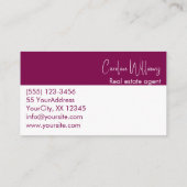 Moderne makelaar rond foto wijn wit visitekaartje (Achterkant)