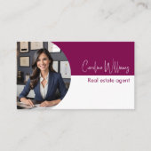 Moderne makelaar rond foto wijn wit visitekaartje (Voorkant)