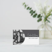 Moderne makelaar ronde foto grijs wit visitekaartje (Staand voorkant)