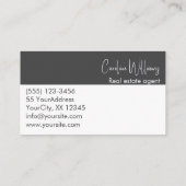 Moderne makelaar ronde foto grijs wit visitekaartje (Achterkant)