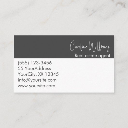 Moderne makelaar ronde foto grijs wit visitekaartje (Achterkant)