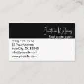 Moderne makelaar ronde foto zwart wit visitekaartje (Achterkant)