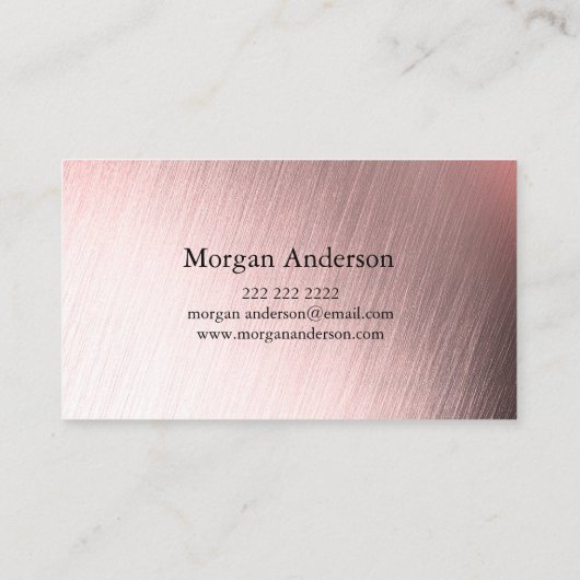 Moderne makelaar Roos Gold Brushed Metal Visitekaartje (Achterkant)
