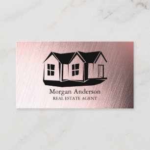 Moderne makelaar Roos Gold Brushed Metal Visitekaartje