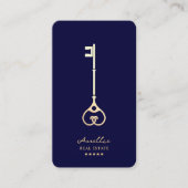 Moderne makelaar Royal Blue Gold Key Elegant Broke Visitekaartje (Voorkant)