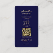 Moderne makelaar Royal Blue Gold Key Elegant Broke Visitekaartje (Achterkant)