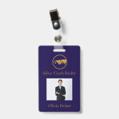 Moderne makelaar voor vastgoedpromotie badge (Voorzijde met clip)