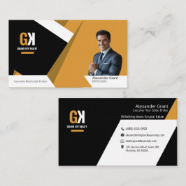 Moderne makelaar – zwart en goud visitekaartje