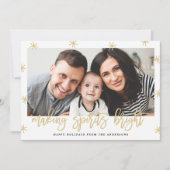 Moderne 'Making Spirits Bright' Goud Schrift Foto Feestdagenkaart (Voorkant)