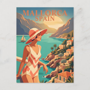 Moderne Mallorca-souvenirkunst Retro-Spaanse kust Briefkaart