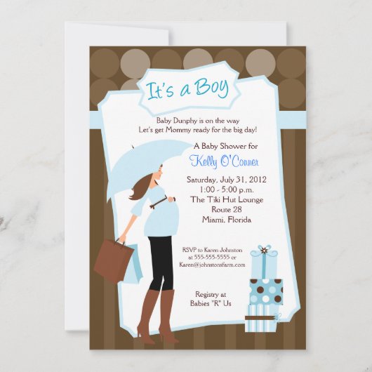 Moderne mam Baby shower-uitnodiging - Baby Boy! Kaart (Voorkant)