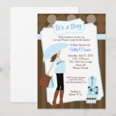 Moderne mam Baby shower-uitnodiging - Baby Boy! Kaart (Voorkant / Achterkant)