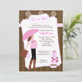 Moderne mam Baby shower uitnodiging - Baby Girl! (Staand voorkant)