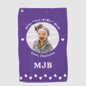 Moderne MAM gepersonaliseerde foto golfer Paarse Golfhanddoek (Voorkant)