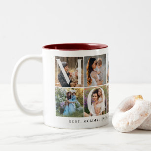 Moderne Mama Collage, 10 Fotorooster, Gift voor Ma Tweekleurige Koffiemok