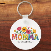 Moderne mama Kinder namen Moederdag Sleutelhanger (Voorkant)