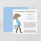 Moderne mammie Baby Bump BOY Shower Party Kaart (Voorkant / Achterkant)