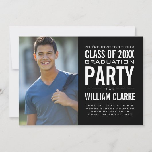 Moderne Man Afstudeerder Graduation Party Kaart (Voorkant)