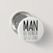 Moderne Man Of Honor Trouwspeld Pin Knoop Ronde Button 3,2 Cm (Voorkant /achterkant)