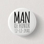 Moderne Man Of Honor Trouwspeld Pin Knoop Ronde Button 3,2 Cm (Voorkant)
