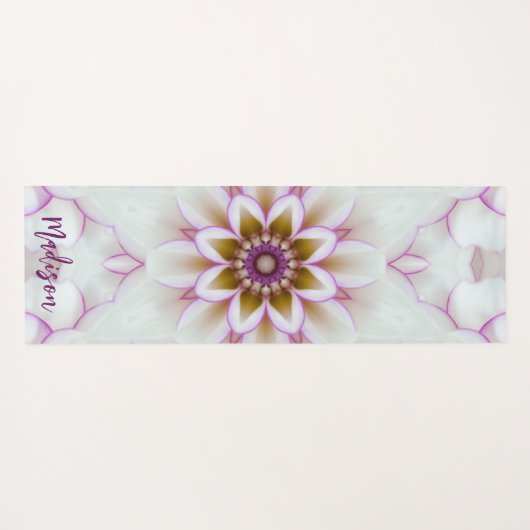 Moderne Mandala Bloem Paars Wit Naam Meditatie Yogamat (Achterkant (horizontaal))