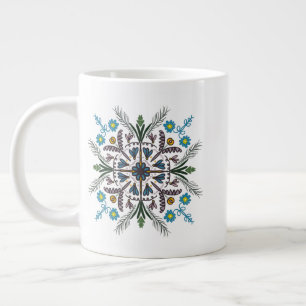 Moderne Mandala Bloemrijke Groene Boheemse Kunst Grote Koffiekop