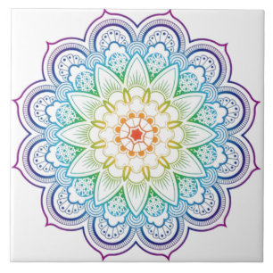 Moderne Mandala Colour Datura Flower Ceramic Tile Tegeltje
