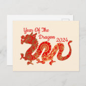 Moderne Mandala Dragon 2024 Chinees Nieuwjaar Briefkaart (Voorkant / Achterkant)