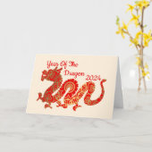 Moderne Mandala Dragon 2024 Chinees Nieuwjaar Kaart (Gele Bloem)