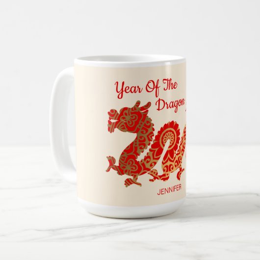 Moderne Mandala Dragon 2024 Chinees Nieuwjaar Koffiemok (Voorkant links)