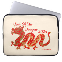 Moderne Mandala Dragon 2024 Chinees Nieuwjaar Laptop Sleeve
