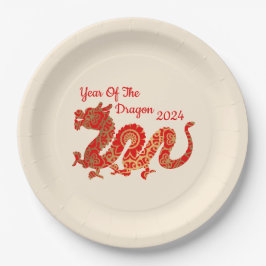 Moderne Mandala Dragon 2024 Chinees Nieuwjaar Papieren Bordje