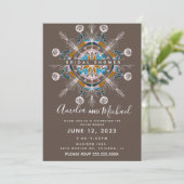 Moderne Mandala Handgetekende Boho Kunst Bruidsdou Kaart (Staand voorkant)