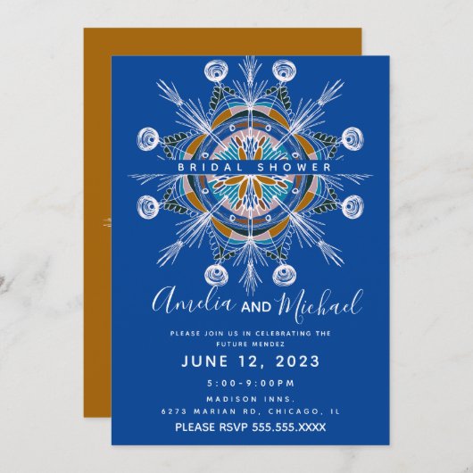 Moderne Mandala Handgetekende Boho Kunst Bruidsdou Kaart (Voorkant / Achterkant)