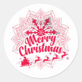 Moderne Mandala in Sneeuwvlok Kerstmis Ronde Sticker (Voorkant)