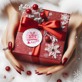 Moderne Mandala in Sneeuwvlok Kerstmis Ronde Sticker