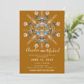 Moderne Mandala Mosterd Boho Kunst Bruiloftsborrel Kaart (Staand voorkant)
