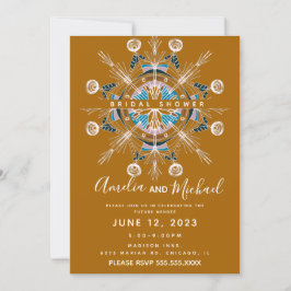 Moderne Mandala Mosterd Boho Kunst Bruiloftsborrel Kaart