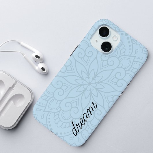 Moderne Mandala Stofblauw Schrift Case-Mate iPhone Case