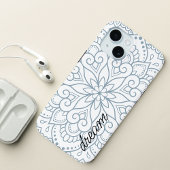 Moderne Mandala Stofblauw Schrift iPhone 15 Case