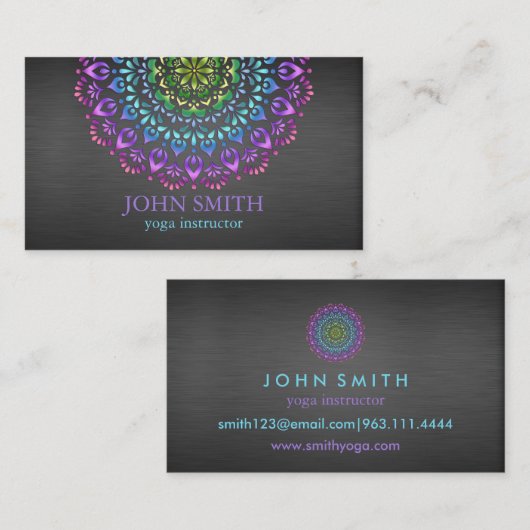 Moderne Mandala Yoga Instructeur Bedrijf Visitekaartje (Voorkant / Achterkant)