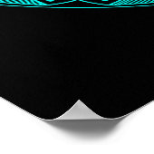 Moderne Mandala Zwart Turquoise Elegant Poster (Hoek)