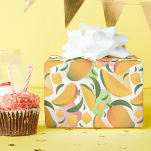 Moderne Mango Fruit Patroon Wrapping Paper Roll Cadeaupapier