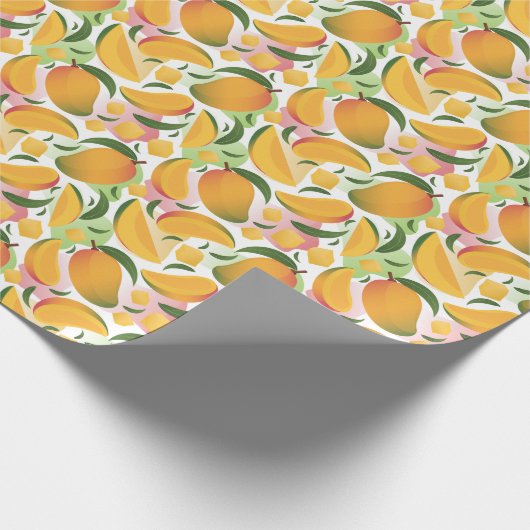Moderne Mango Fruit Patroon Wrapping Paper Roll Cadeaupapier (Hoek)