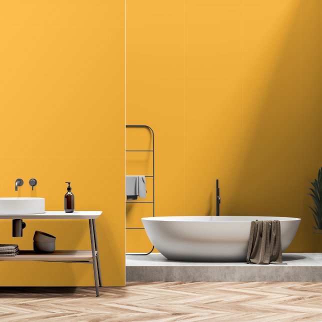 Moderne Mango Gele Effenkleurige Achtergrond Behang (Badkamer)