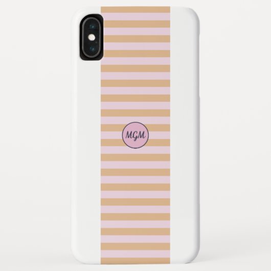 Moderne mango oranje en roze gestreepte monogram Case-Mate iPhone case (Achterkant)