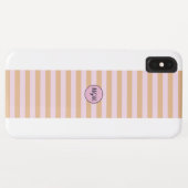 Moderne mango oranje en roze gestreepte monogram Case-Mate iPhone case (Achterkant (horizontaal))