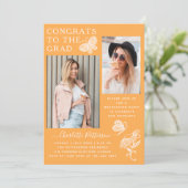 Moderne Mango vlinder foto afstudeerfeest Kaart (Staand voorkant)