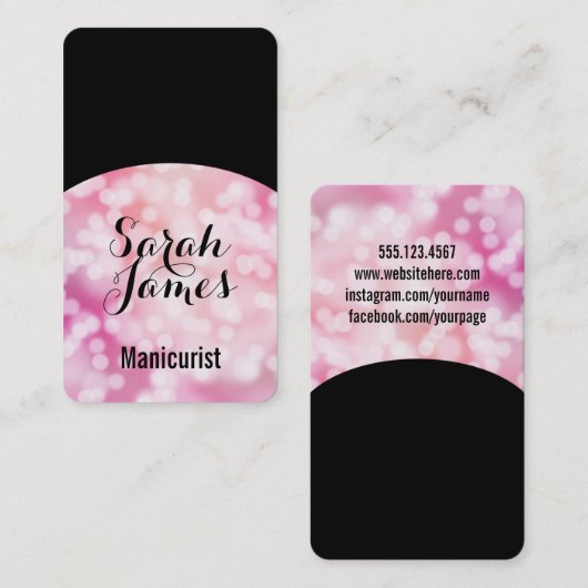 moderne manicurist nagellak kunstenaar roze manicu visitekaartje (Voorkant / Achterkant)