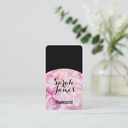 moderne manicurist nagellak kunstenaar roze manicu visitekaartje (Staand voorkant)